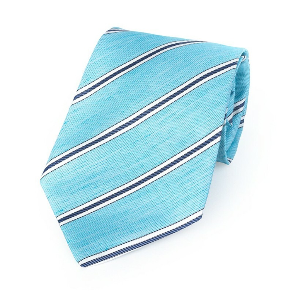 MATTABISCH NAPOLI LIGHT BLUE, SLATE GRAY, WHITE STRIPED TIE | MENS